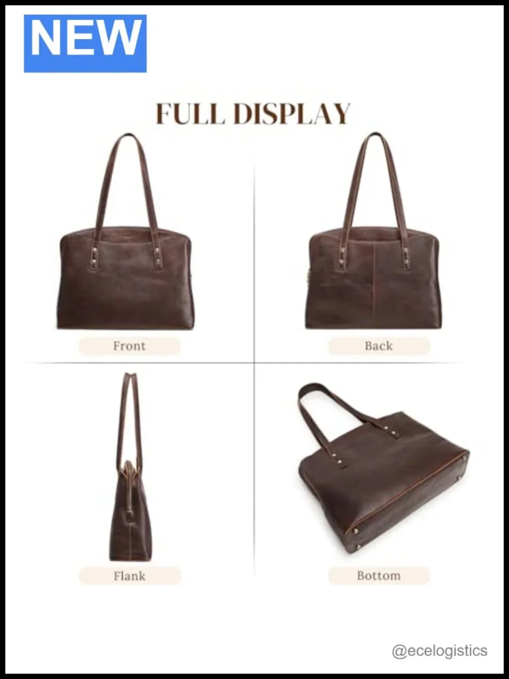 Leather Tote Bag for Women Large Capacity Shoulder Handbag 15.6 Laptop